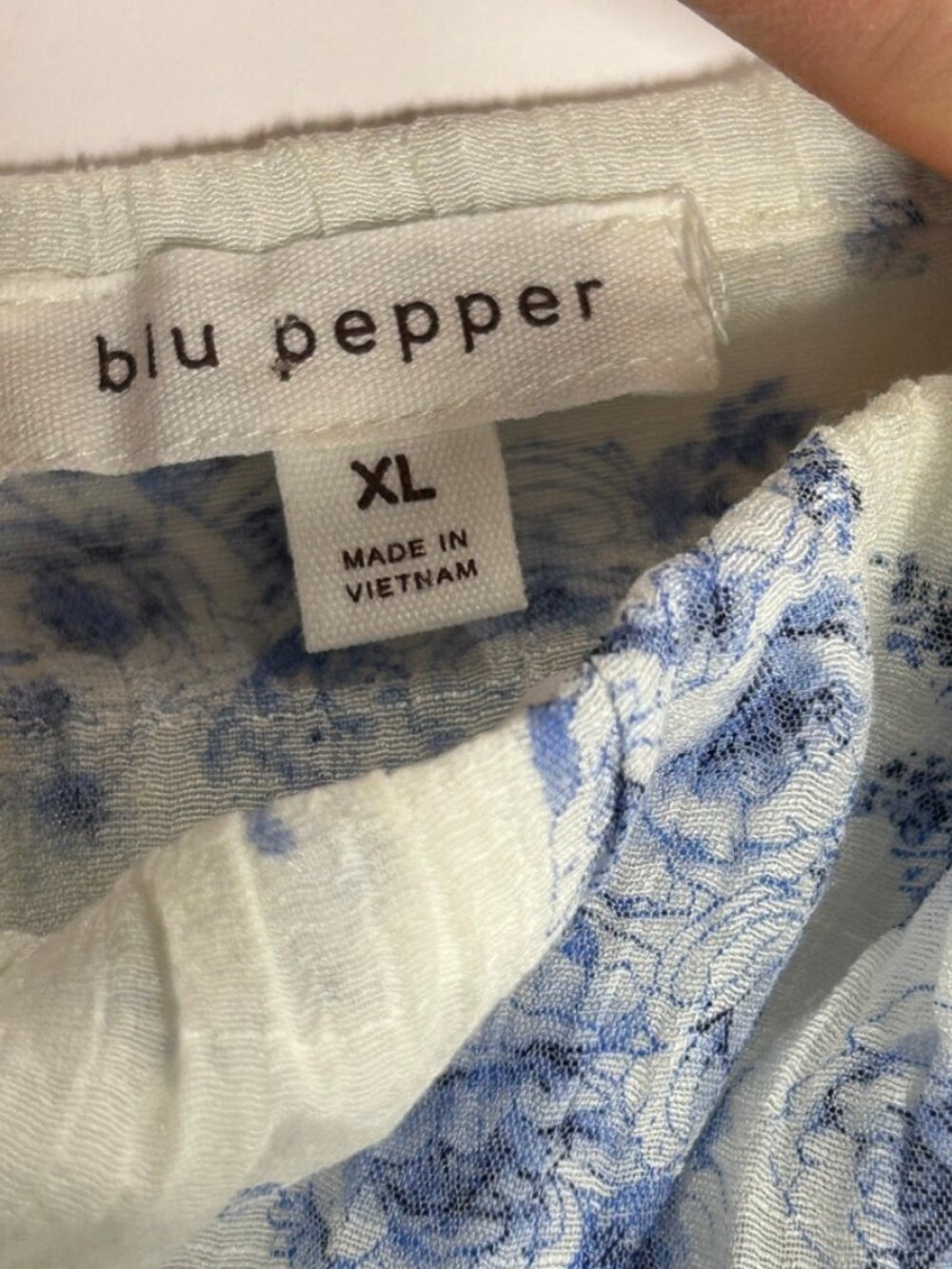 Blu Pepper Blue Floral Tiered Mini Dress XL Cottagecore Tie Strap Flowy Sundress - Picture 7 of 8